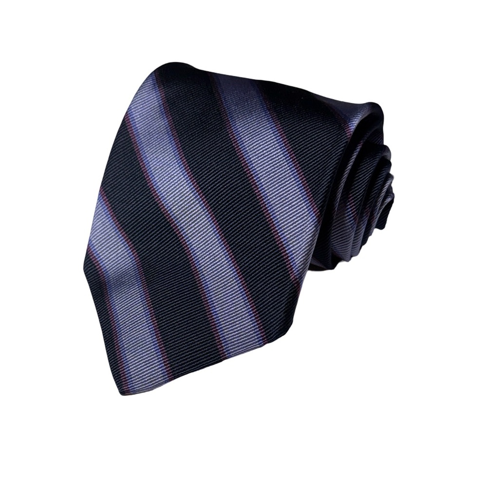 Paul Stuart mens blue purple stripe 100% silk luxury neck tie EUC